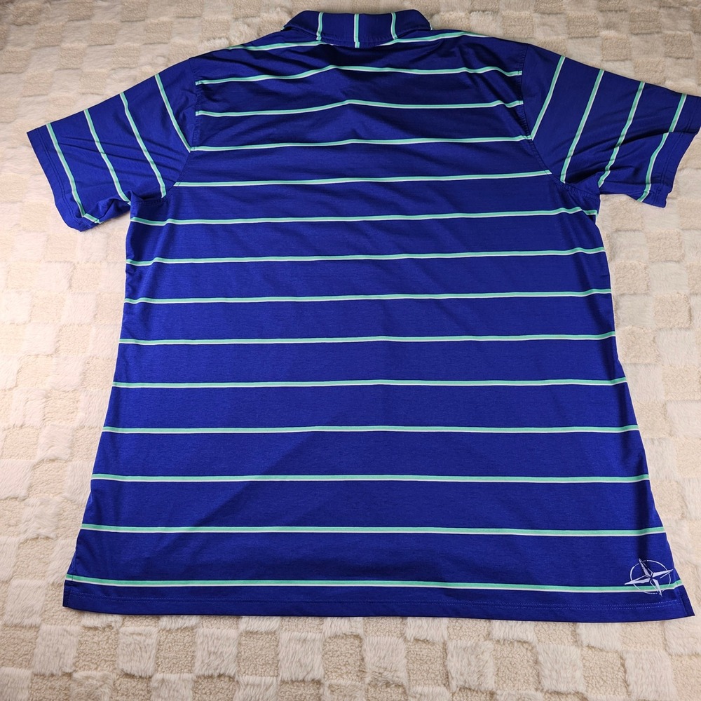 Draddy Sport Mens XL Polo Shirt Striped Blue‎ Golf USA Made Acorn Logo - Picture 8 of 9